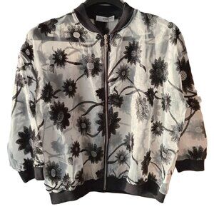 Rare Uchuu Montreal Boutique Women's Summer Embroidered Floral Grey Black Jacket